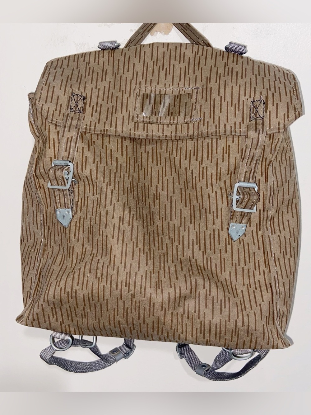 East German Backpack Bag Strichtarn Rain Camo Combat Military Pack   Rucksack